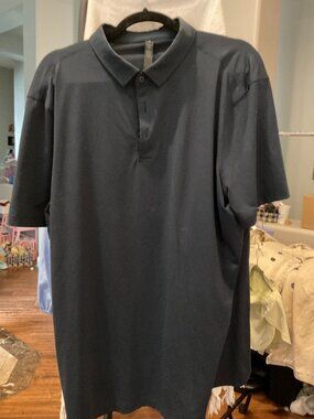Lululemon Men's Dark Navy Short Sleeve Polo Shirt | XL | Metal Vent Tech